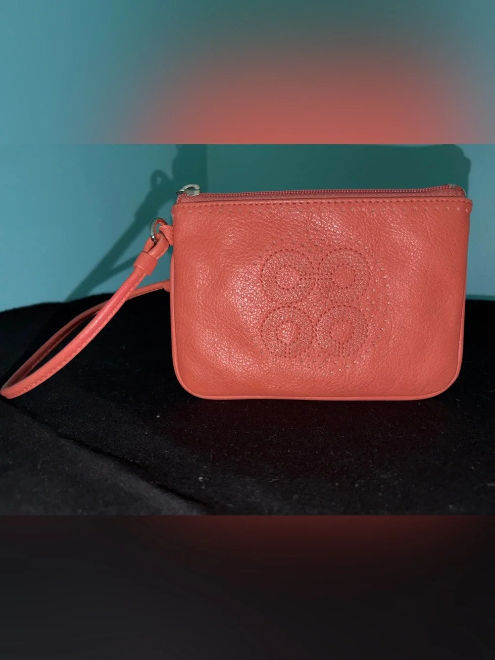 Coach Coral Pebble Leather Wristlet with COA
